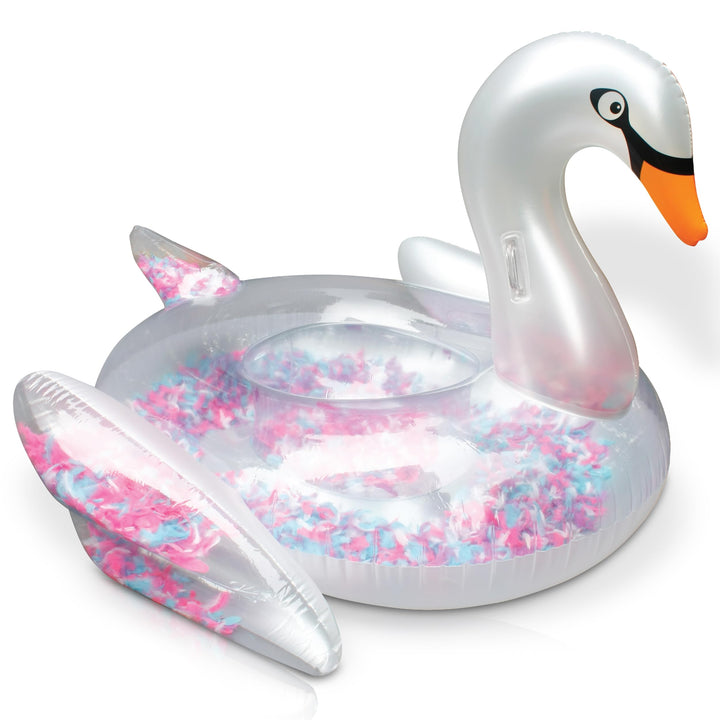 ONBEST aufblasbares XXXL Schwimmtier mit Federn – 183x162x117 cm – Wassertier zum Aufblasen für Erwa