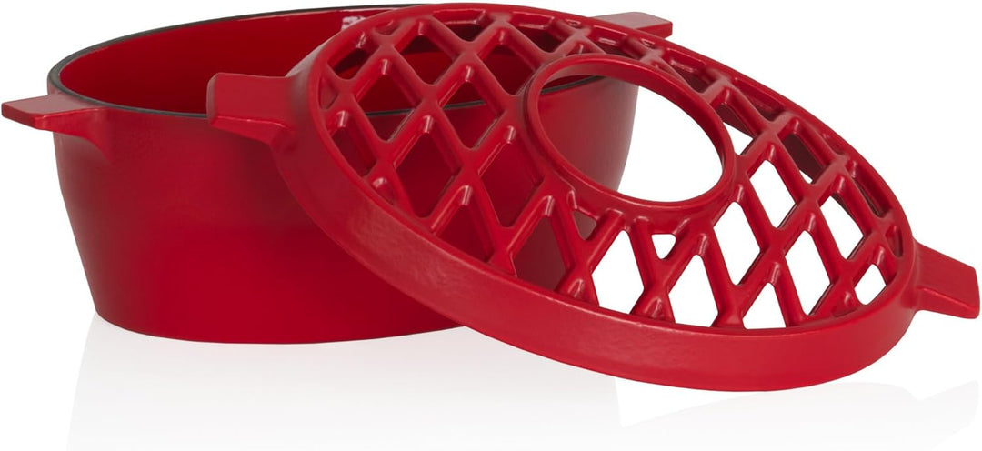 BBQ-Toro Gusseisen Luftbefeuchter emailliert | Rot, 2,7 Liter | Gusseisen-Luftbefeuchter, Wasserverd