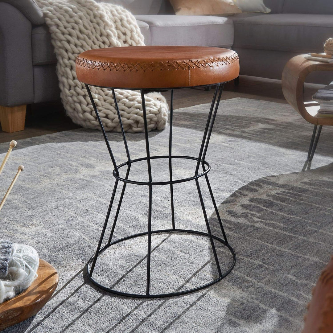 KADIMA DESIGN Industrial Sitzhocker, Sicherer Sitzkomfort in extravagantem Echtleder