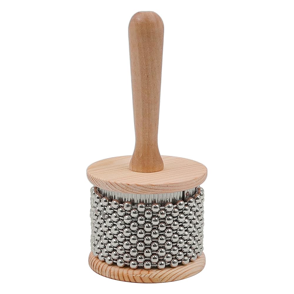 CENPEK Hochwertiges Cabasa-Percussion-Musikinstrument aus Holz mit Metallperlenkette