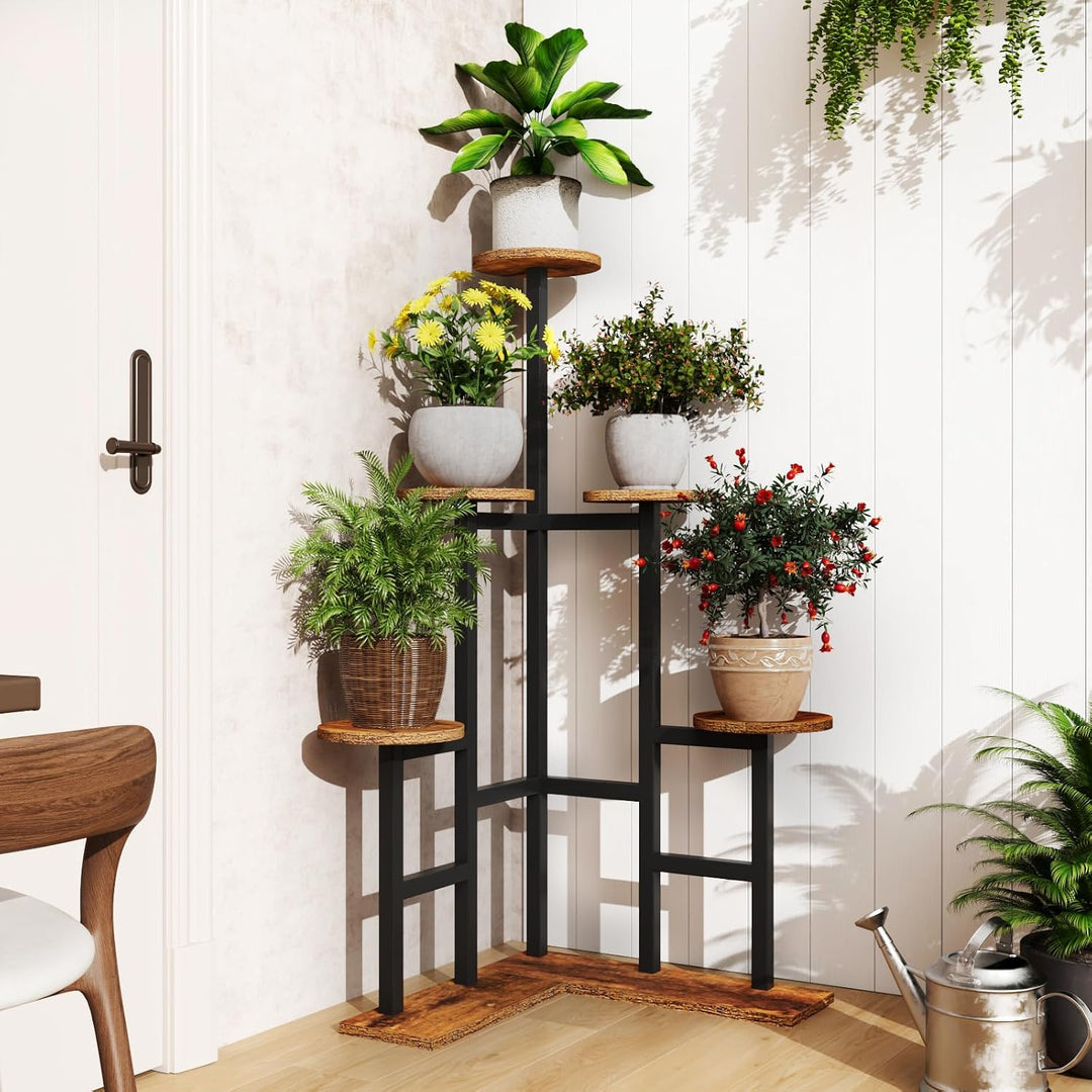 IBUYKE 4 Etagen Holz Pflanzenständer Blumenständer, 108cm Hoch Blumenregal Pflanzenregal für Mehrere