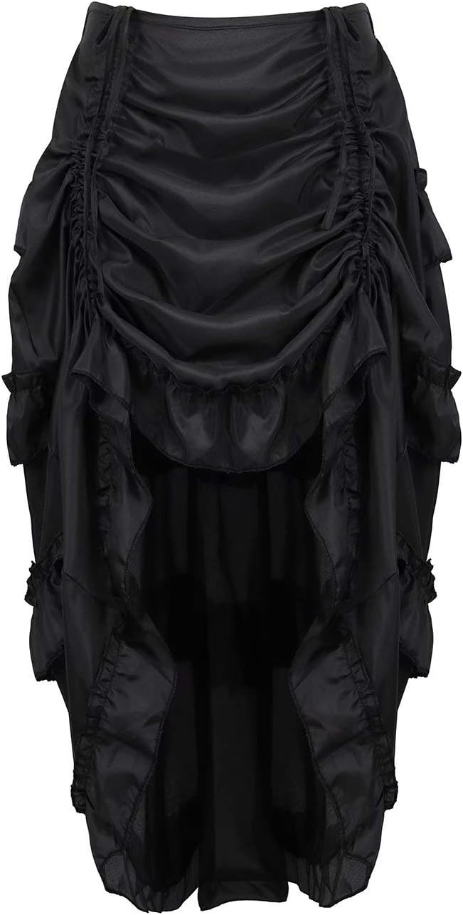 Jutrisujo Steampunk Corsage Corsagenkleid korsett bustier piraten Kostüm mit Spitzenrock und Bluse f