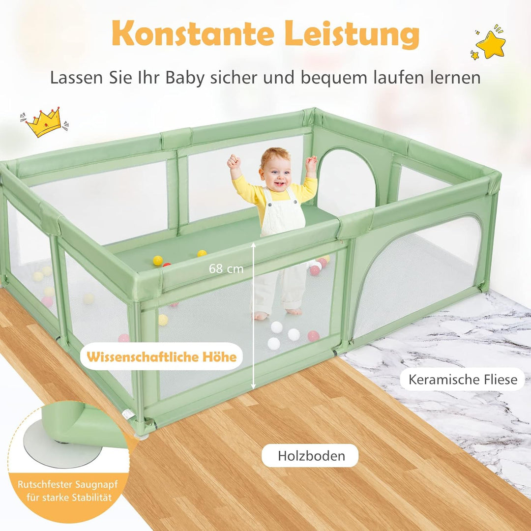 GOPLUS Baby Laufstall mit 50 Spielbällen, Krabbelgitter für Kleinkinder & Säulinge, Laufgitterzelt m