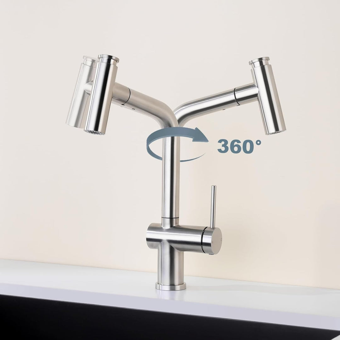 Wasserhahn Küche mit 2 Modi, Hochdruck Küchenarmatur mit Brause Ausziehbar, Schwenkbar, Einhebel Spü