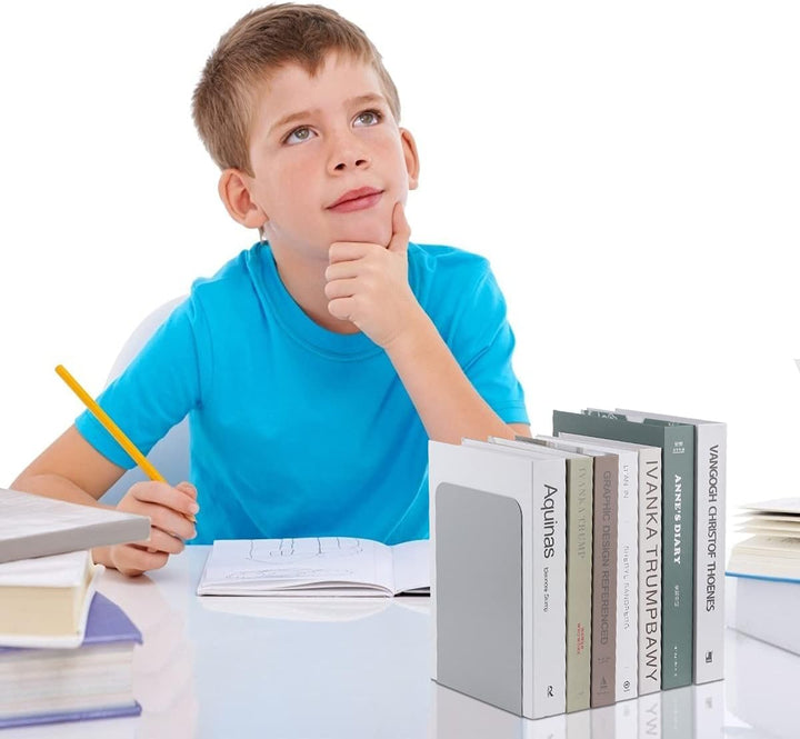 MSDADA Buchstützen aus Metall L, 102x203x135mm, 2 Paar CD Buchständer Kinder, Bücherregal für Schule