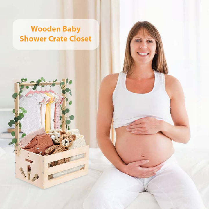 Babykorb mit Griff - Geschenk für Babypartys, Baby Aufbewahrungskorb, Holz Babyparty Schrank Praktis