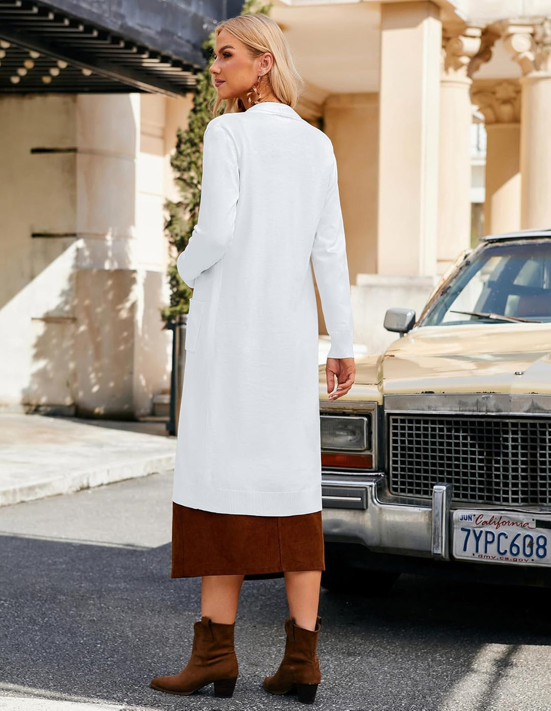 GRACE KARIN Damen Strickjacke Offene Langarm Knitwear Casual Maxi Lang Cardigan Sweater CLE02380 S W