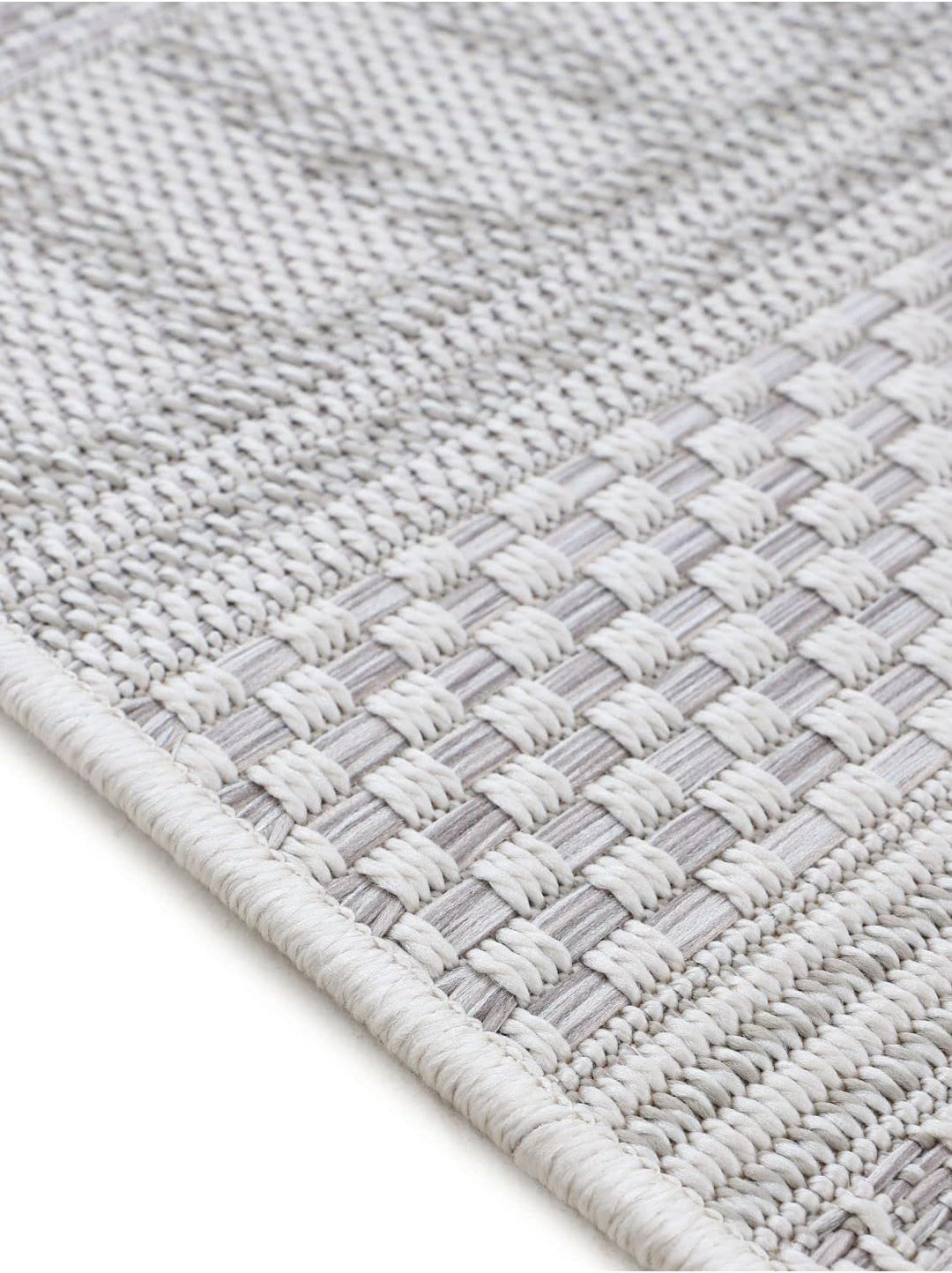 carpetfine In- und Outdoor Teppich Boho Rund Beige Flachgewebeteppich Ø 120 cm | Moderner Teppich We