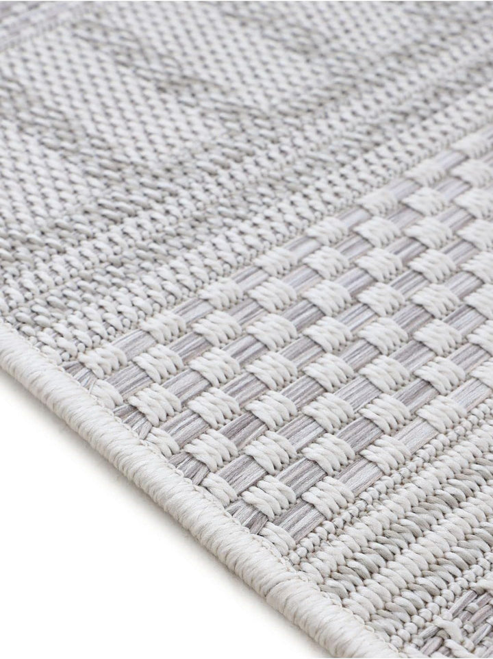 carpetfine In- und Outdoor Teppich Boho Rund Beige Flachgewebeteppich Ø 120 cm | Moderner Teppich We