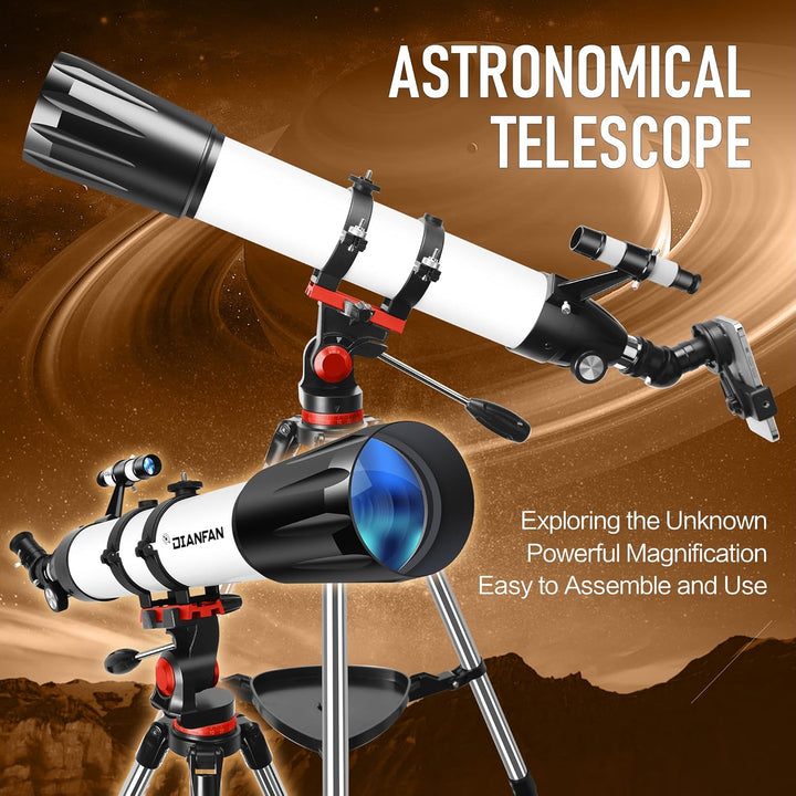 Dianfan Teleskop,90 mm Öffnung 800 Teleskop Astronomie für Erwachsene,32X-240X Refraktor Teleskope f