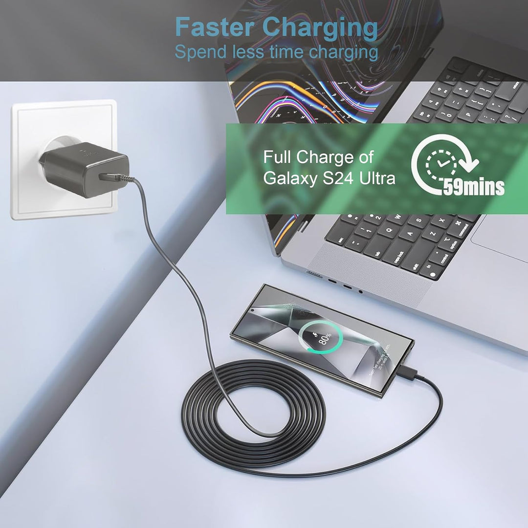 45W USB C Ladegerät Schnellladegerät, Super Fast Charger Netzteil mit 2 m 5A Ladekabel Schnellladeka