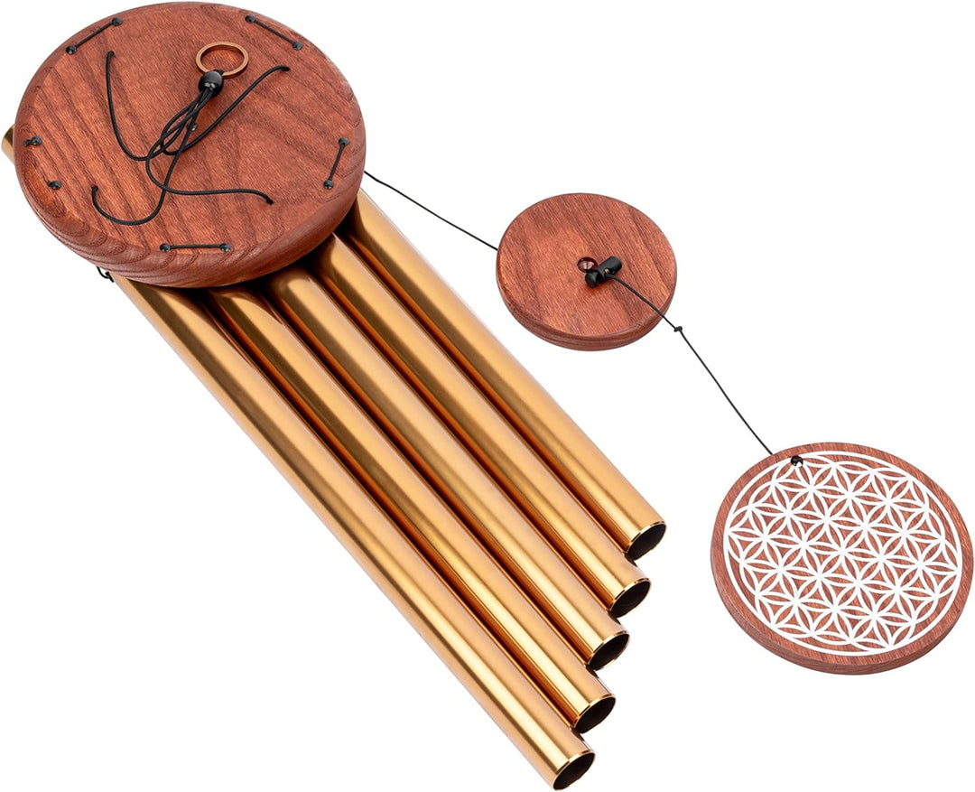 Sonic Energy Flower of Life Meditation Chime – Windspiel mit 5 Klangstäben (432 Hz) – für Garten u.