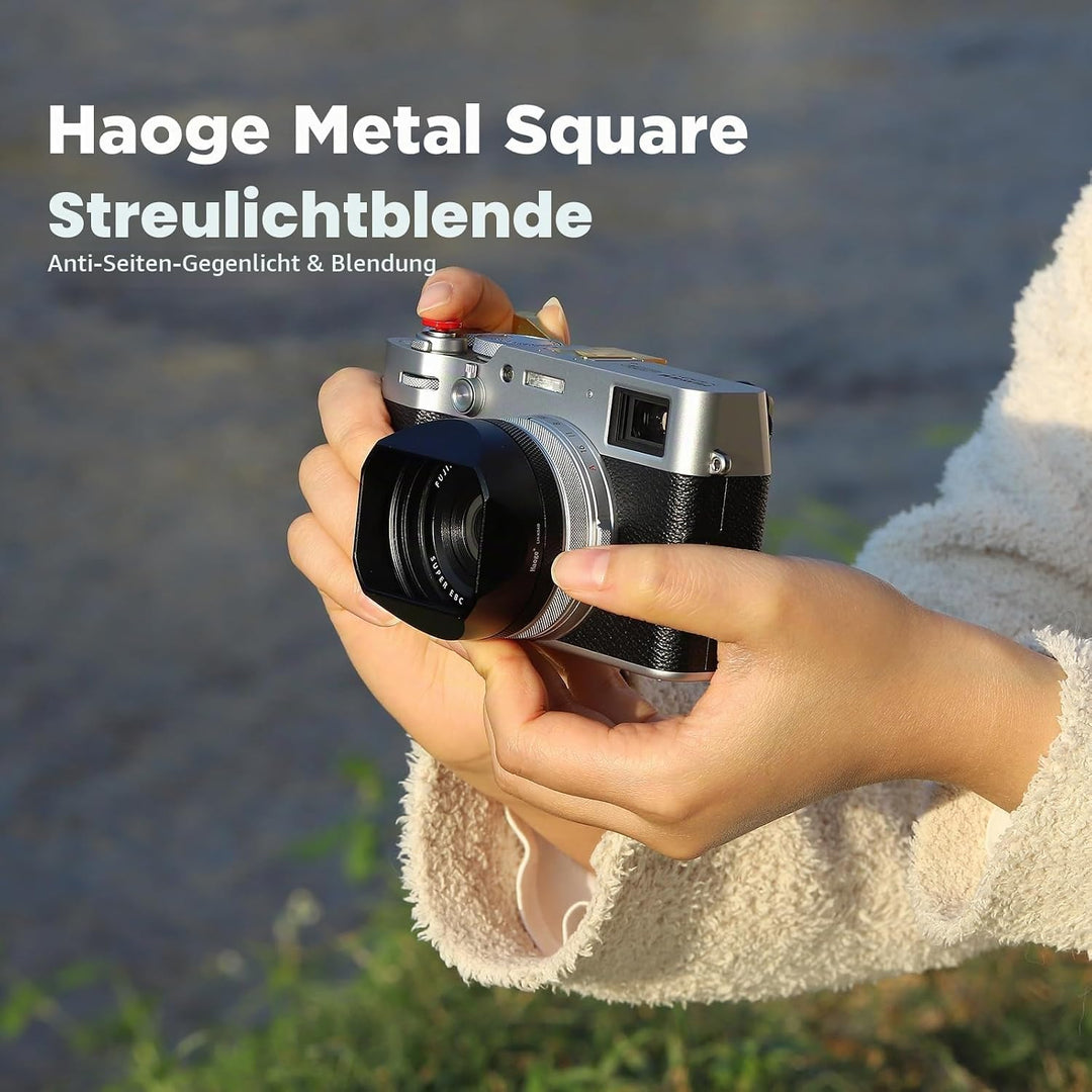 Haoge Gegenlichtblende aus Metall, quadratisch, für Fuji Fujifilm X100VI X100V X100F X100 X100S X100