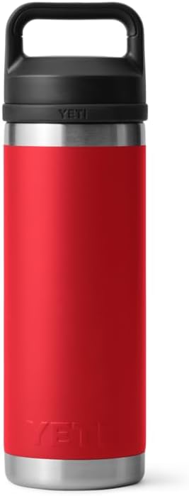 YETI Rambler Trinkflasche 18 oz (532 ml) Rescue Red – Edelstahl Trinkflasche, Wasserflasche Sport mi