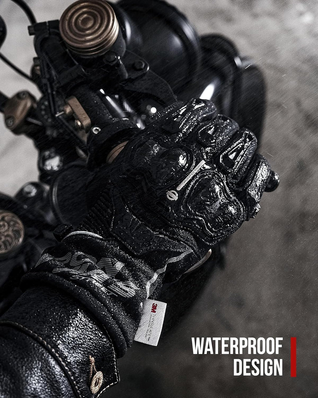 IRON JIA'S Winter Motorradhandschuhe Herren CEZertifizierung Wasserdichter und Warmer 3M Baumwolle S