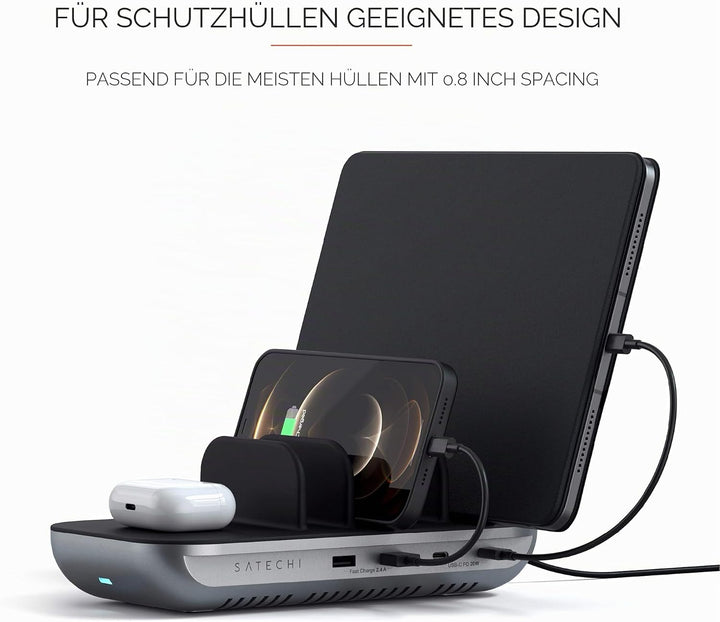 SATECHI Multi-Device-Ladestation mit kabellosem Laden – für iPad Air &amp; Pro M4 M3 M2 M1, MacBook Air