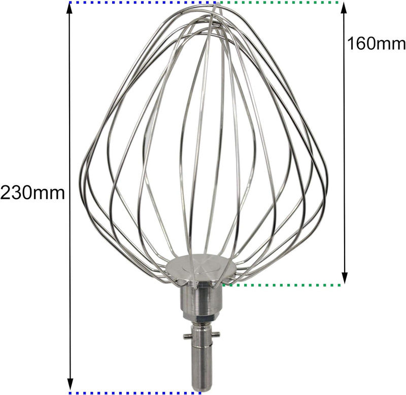 Spares2go 12 Draht Aluminium Ballon-Schneebesen mit Sicherungsring für Kenwood Major Chef Standmixer