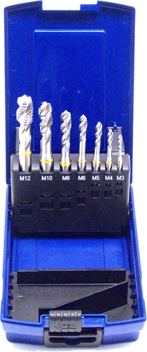 Maschinengewindebohrer Set 7-teilig M3 - M12 HSSE-Co5 DIN 371 Sackloch 39° RSP Gelbring in Rosebox m