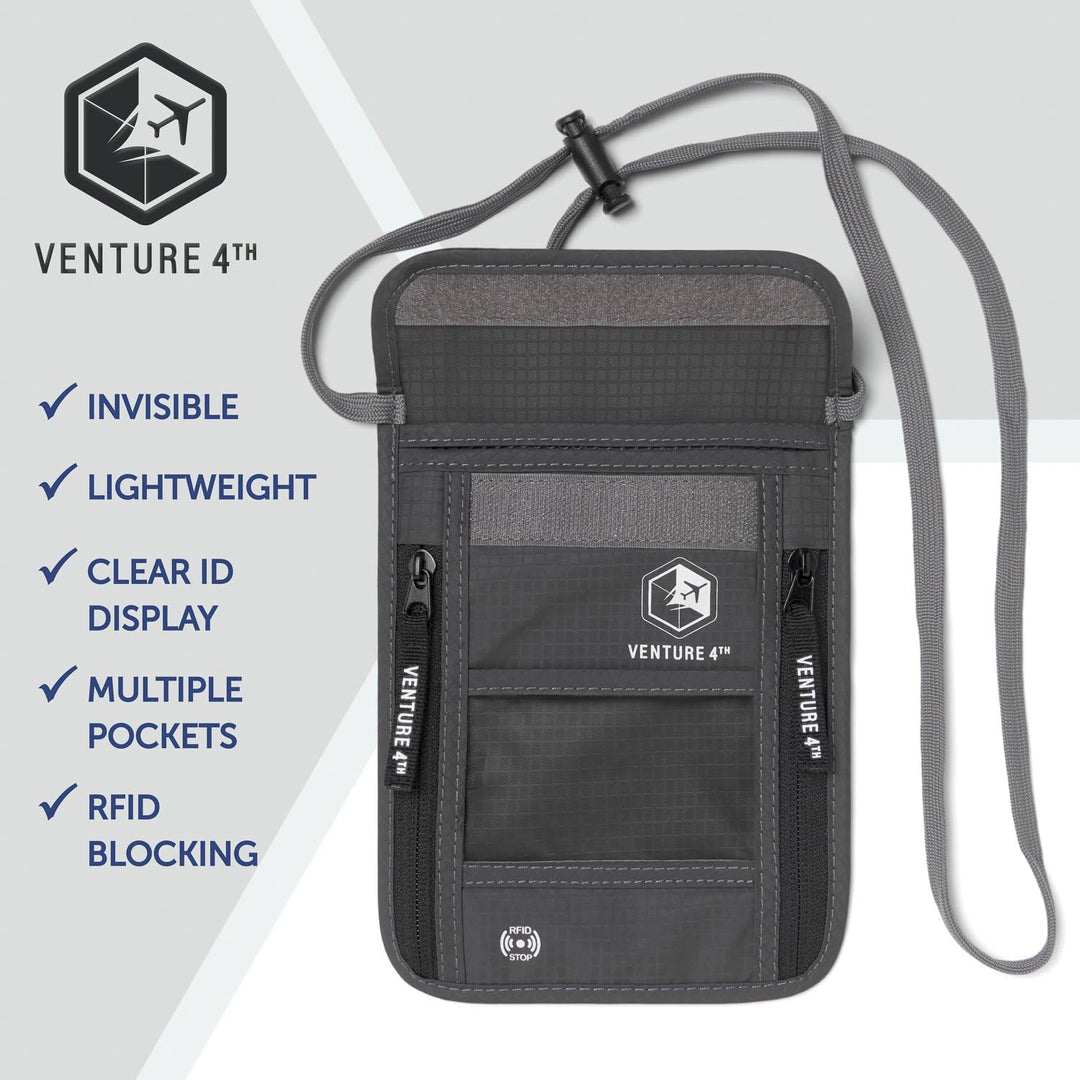 Venture 4TH Travel Neck Wallet with RFID Blocking – Passport Holder Neck Pouch to Keep Your Cash and