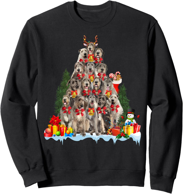 Weihnachtspyjama, irischer Wolfshund, Weihnachtsbaum, Geschenk für Hund, Vater, Mutter Sweatshirt