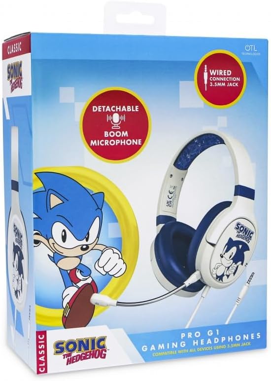 OTL Technologies SEGA Classic Sonic The Hedgehog Pro G1 Wired Gaming Headphones White