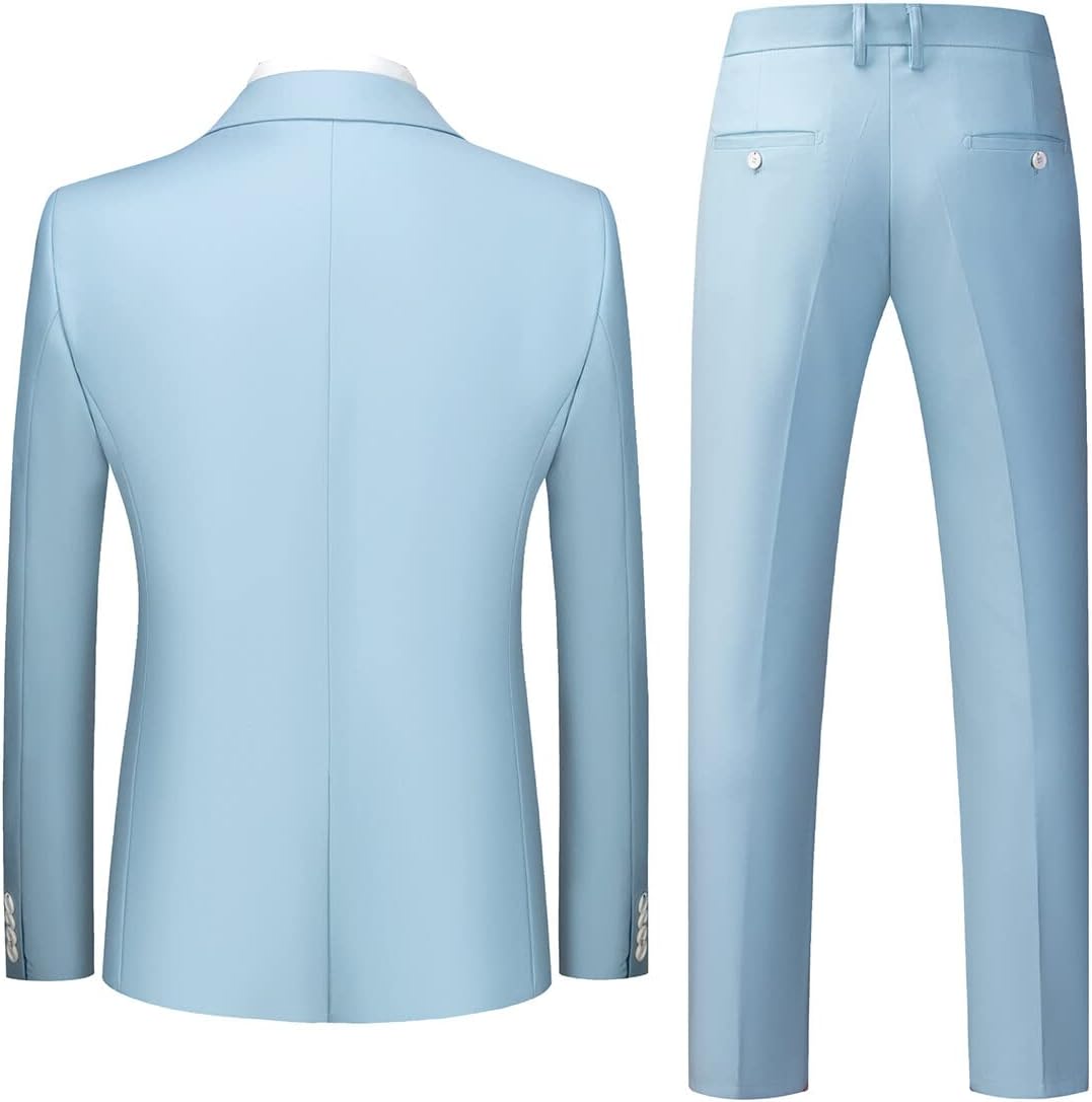 Allthemen Herren Anzug 3 Teilig Slim Fit Anzüge Business Hochzeit Smoking S Hellblau1, S Hellblau1