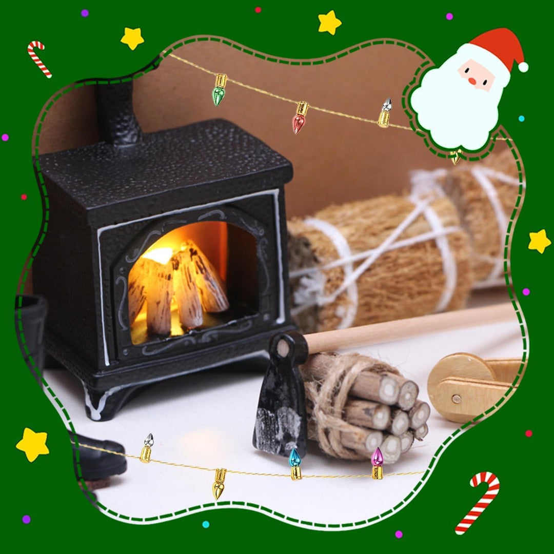Puppenhaus Miniatur Zubehör Set, 13 Stück Wichtel Zubehör Weihnachten Möbel mit Grusskarten, Miniatu