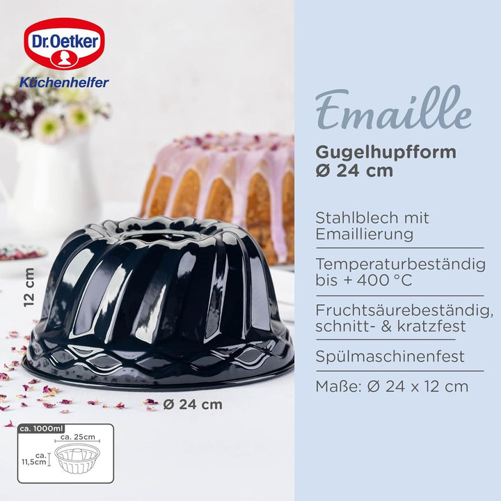 Dr. Oetker Guglhupf Backform Ø 24 cm Back-Liebe Emaille – Schnitt- & Kratzfeste Gugelhupf Form mit E