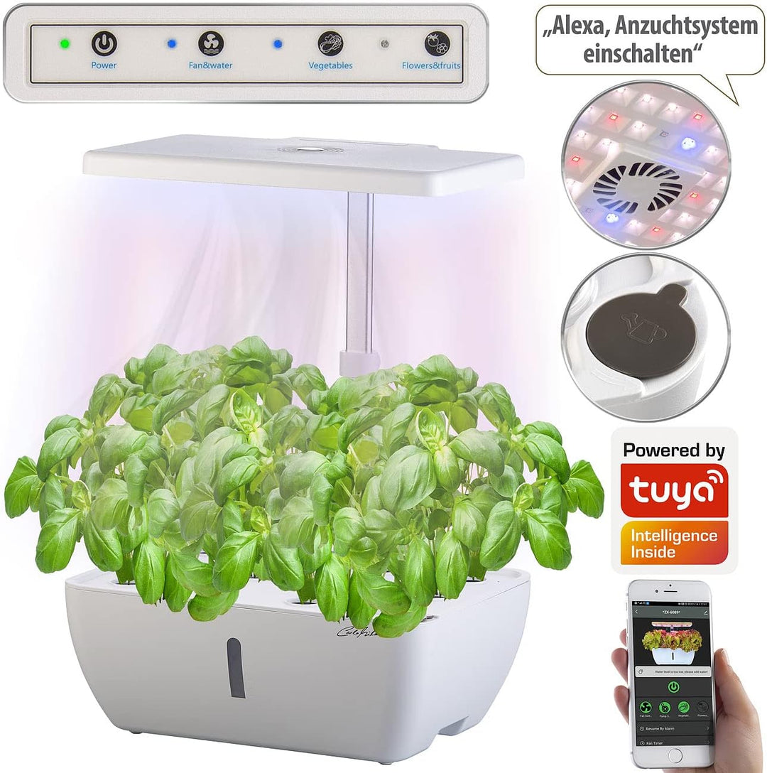 Carlo Milano Smart Garden: Smartes WLAN-Anzuchtsystem für 12 Pflanzen, Wachstums-LEDs, App, 7 l (Pfl