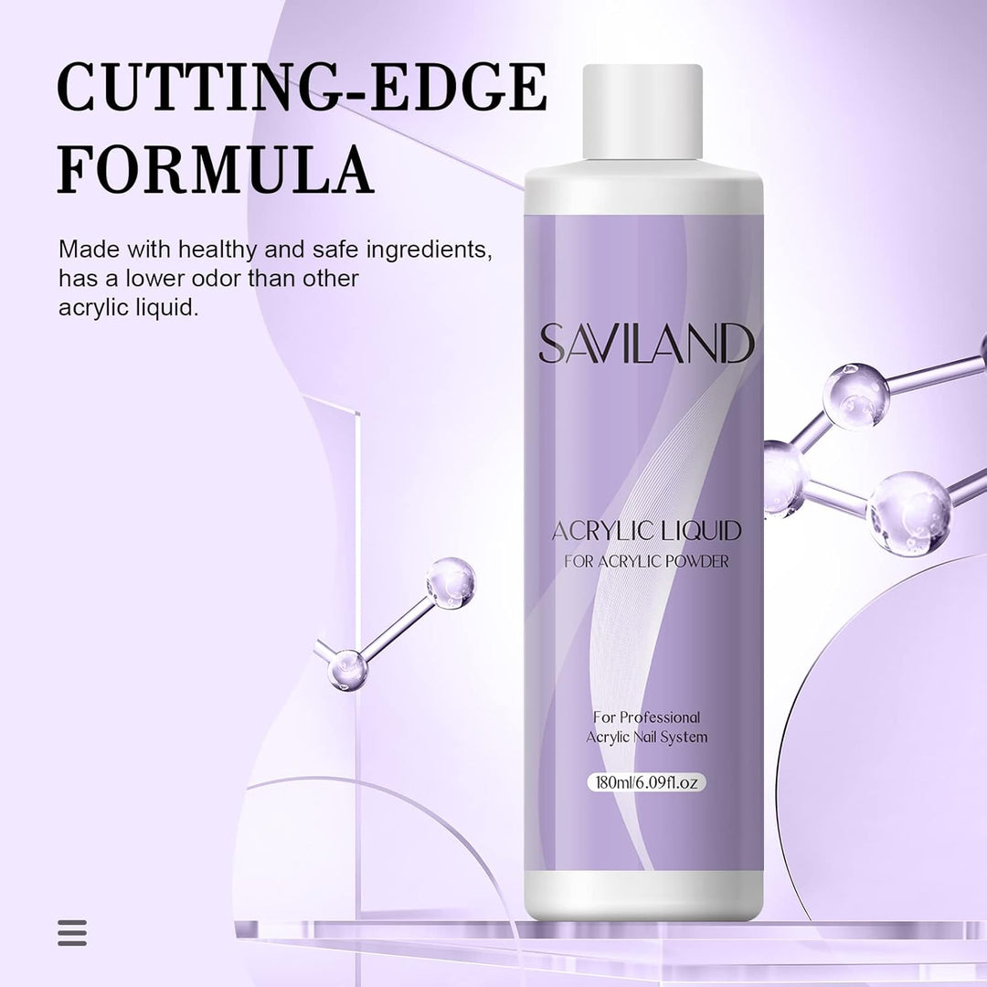 Saviland Acryl Liquid für Nägel 180ML: EMA Acryl Liquid für Acrylpulver Acryl Pinsel Non-Yellowing A