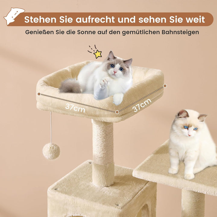 MSmask Kratzbaum gross, L Katzenkratzbaum Stabil, Katzenbaum mit Katzenhöhlen, Plattformen, Hängemat