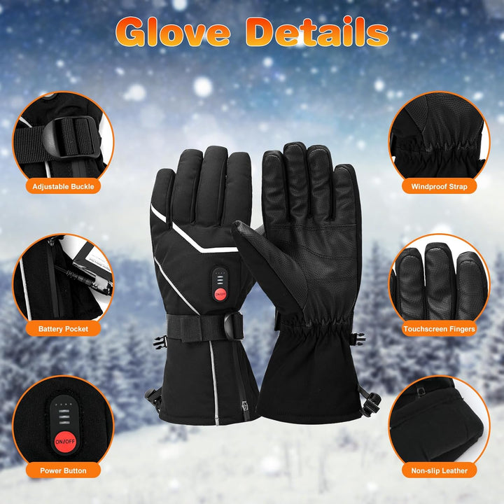 COVVY Beheizte Handschuhe,3 beheizte, temperaturverstellbare Touchscreen-Handschuhe,wiederaufladbare