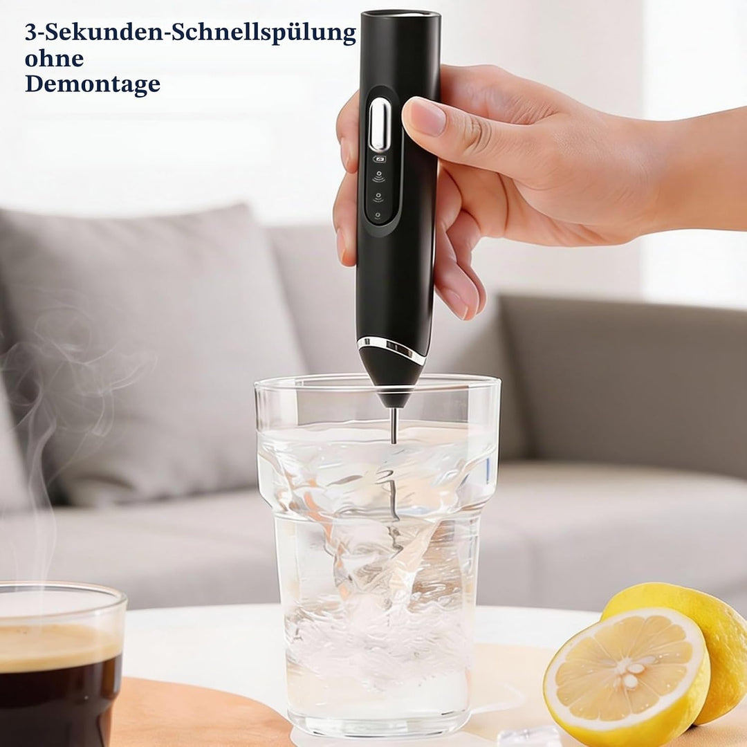 Elektrische Milchaufschäumer Handheld – Wiederaufladbar, kabellos, mit abnehmbarem Edelstahl-Aufsatz