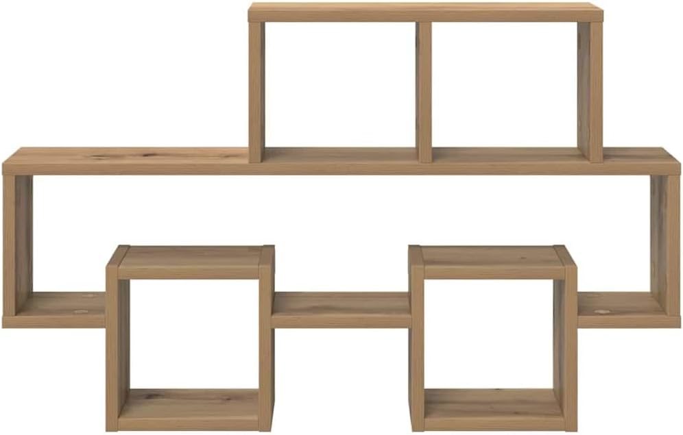 vidaXL Wandregal mit Regal Artisan-Eiche 82 x 15 x 51 cm Holzwerkstoff, Elegantes Wandregal, rechtec