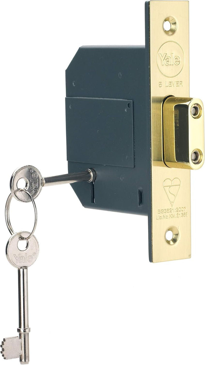 Yale P-M560-PB-67 Einsteckschloss mit 5 Hebeln, Messing-Finish, 2.5 Inch/64 mm Messing-finish 2.5 In