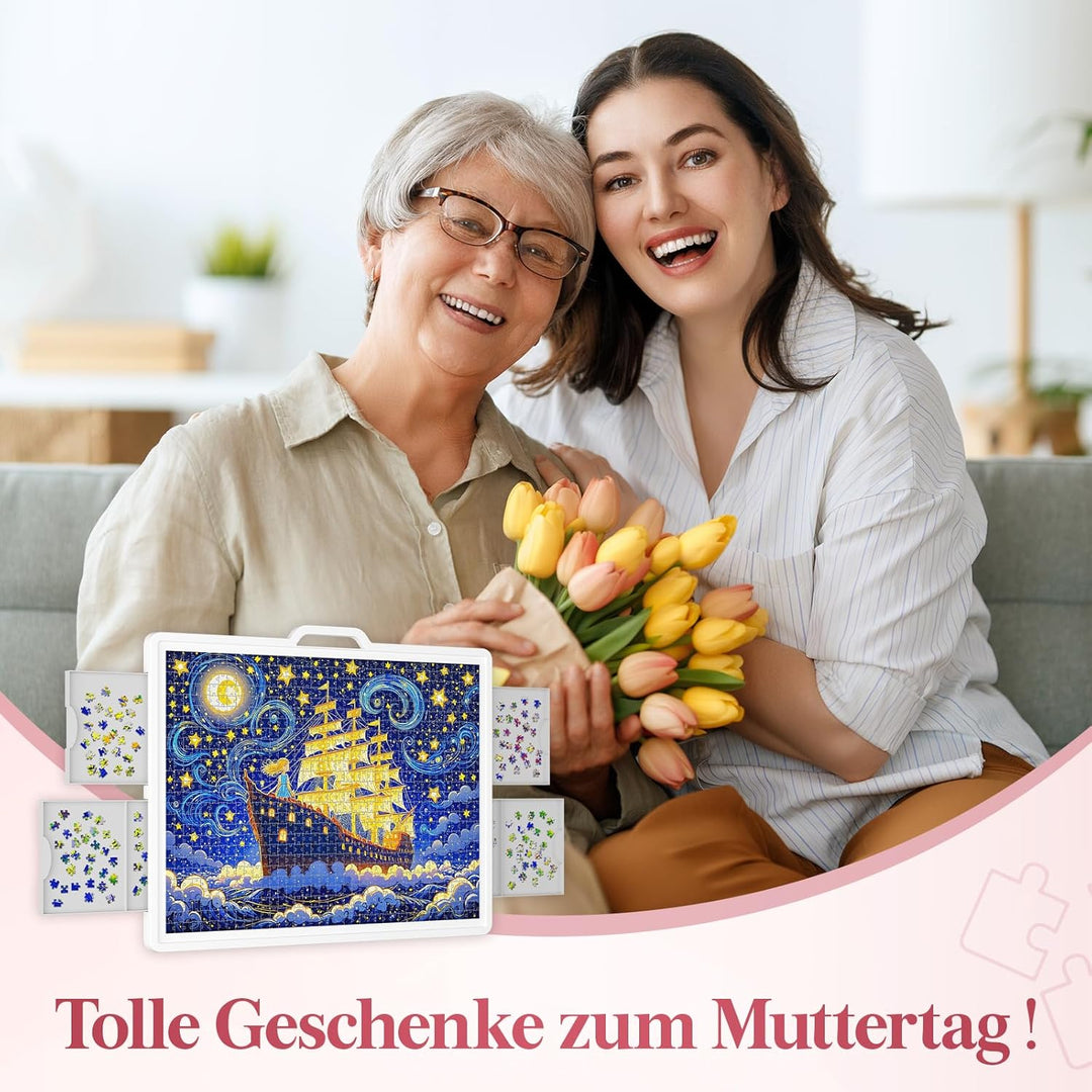 Lifewit 1500 PCS Drehbares Puzzlebrett mit 4 Schubladen, Kippwinkel Puzzleplatte, Tragbarer Puzzleti
