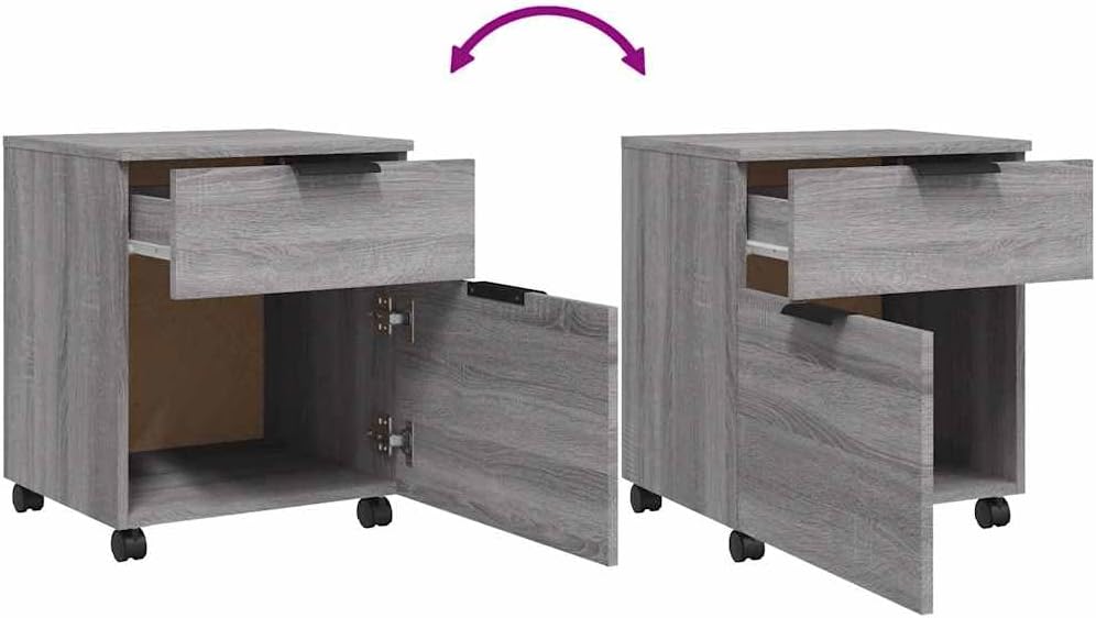 vidaXL Aktenschrank Mobil mit Rollen, Rollschrank Rollcontainer für Büro, Büroschrank mit viel Staur
