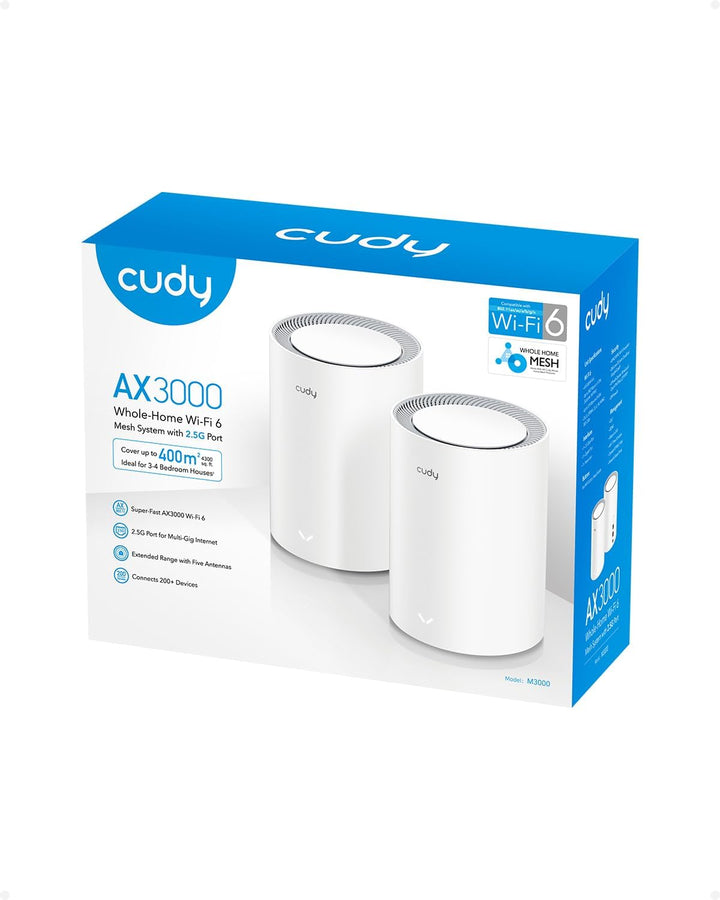 Cudy AX3000 WiFi 6 Mesh WLAN System – ersetzt Router und Extender, deckt bis zu 200 m² ab, 2,5 G WAN