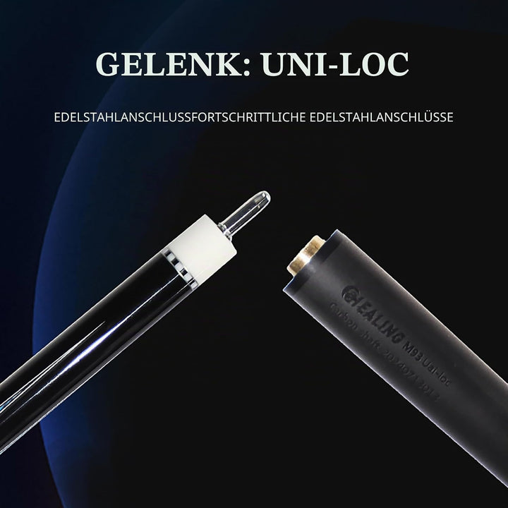 OKHEALING T700 Billardqueue aus Kohlefaser, 14 mm Phenolspitze, schwarze Phenolzwinge, 1/2 Gelenk, h