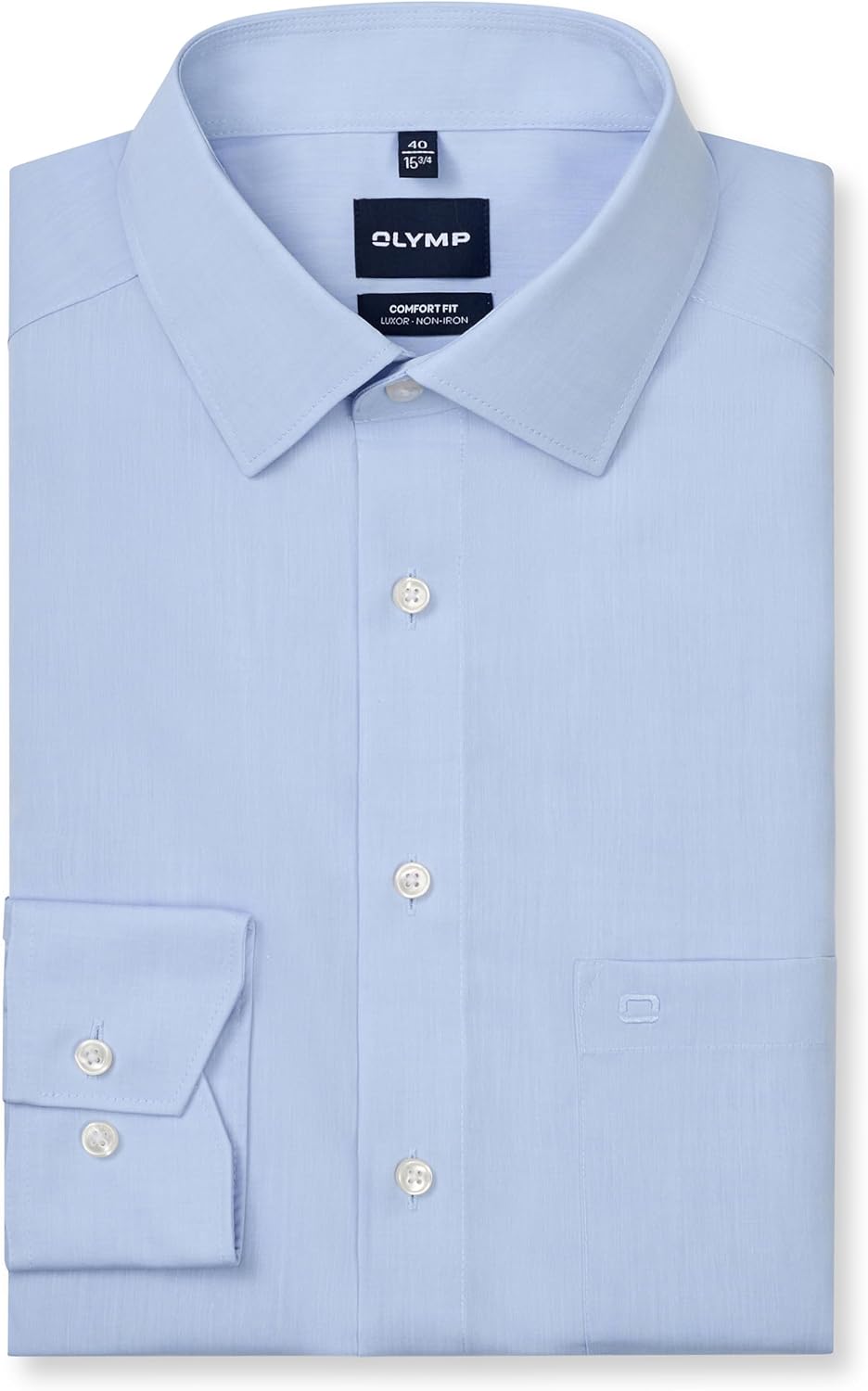 OLYMP Luxor Comfort fit Hemd Langarm New Kent Kragen Chambray Flieder 40 Bleu 11, 40 Bleu 11