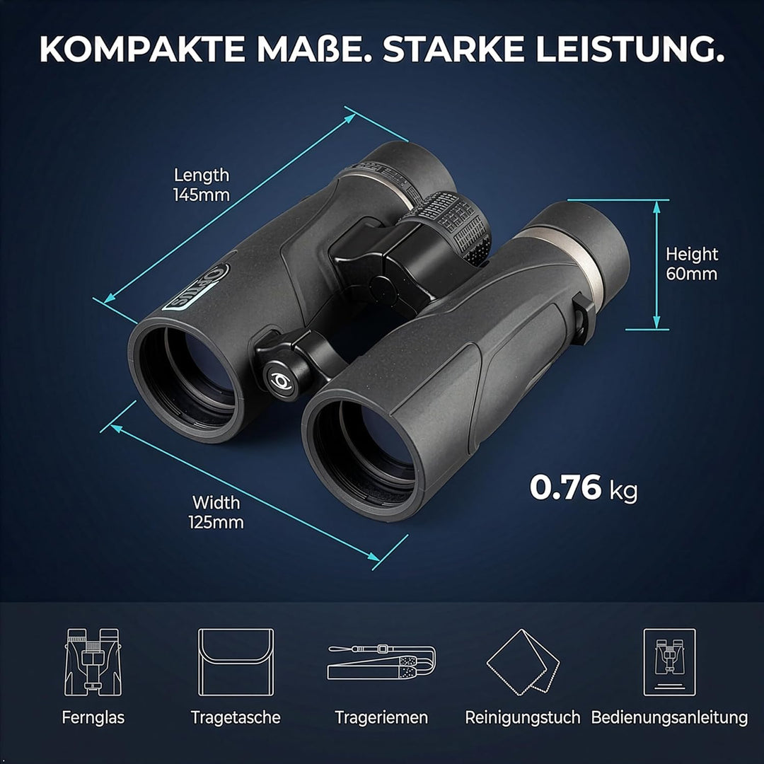 Optus 10x42 Dachkant-Fernglas, kompaktes Allround-Fernglas, 91m Sehfeld, Mehrschichtvergütung, Twist