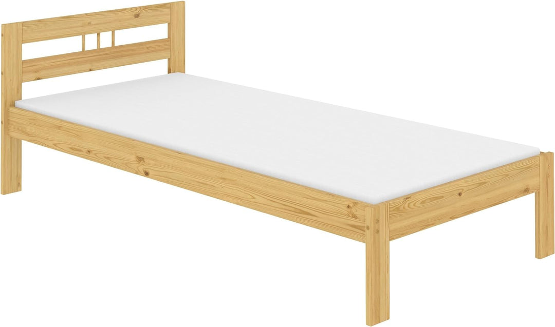 Erst-Holz® Einzelbett Kieferbett Natur 90x200 Massivholz Jugendbett Futonbett Rollrost Matratze 60.6