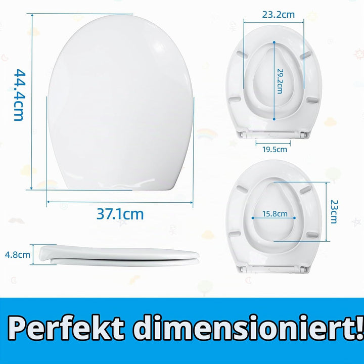 Familien Toilettendeckel mit Kinderaufsatz, 2-in-1 WC-Sitz Oval aus PP Kunststoff, Sanfte Absenkauto