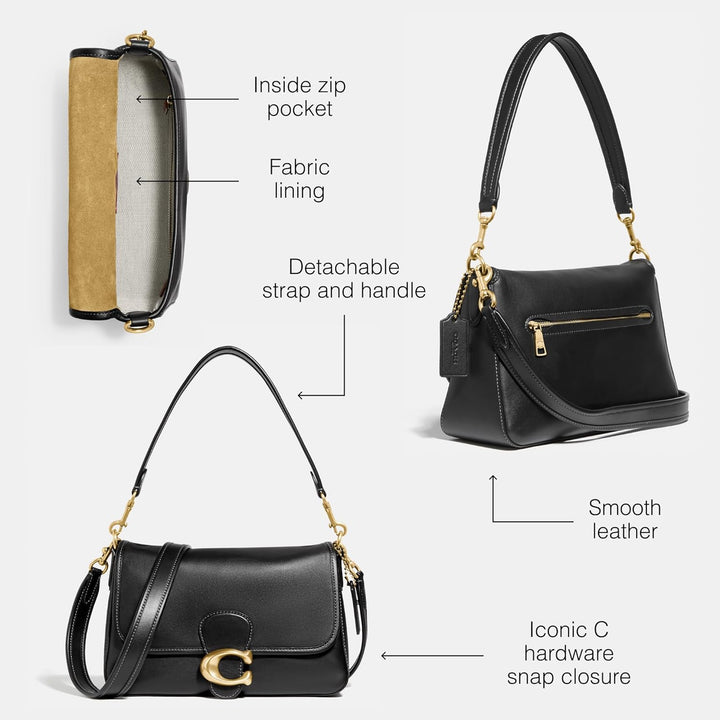 COACH Schultertasche aus weichem Kalbsleder, getigert Einheitsgrösse Schwarz, Einheitsgrösse Schwarz