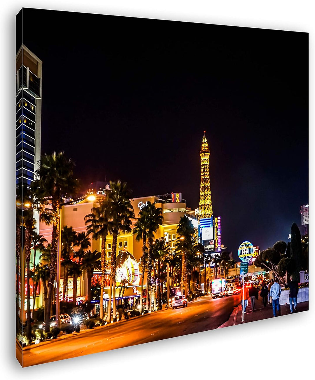 deyoli Innenstadt von Las Vegas bei Nacht Format: 70x70 als Leinwand, Motiv fertig gerahmt auf Echth