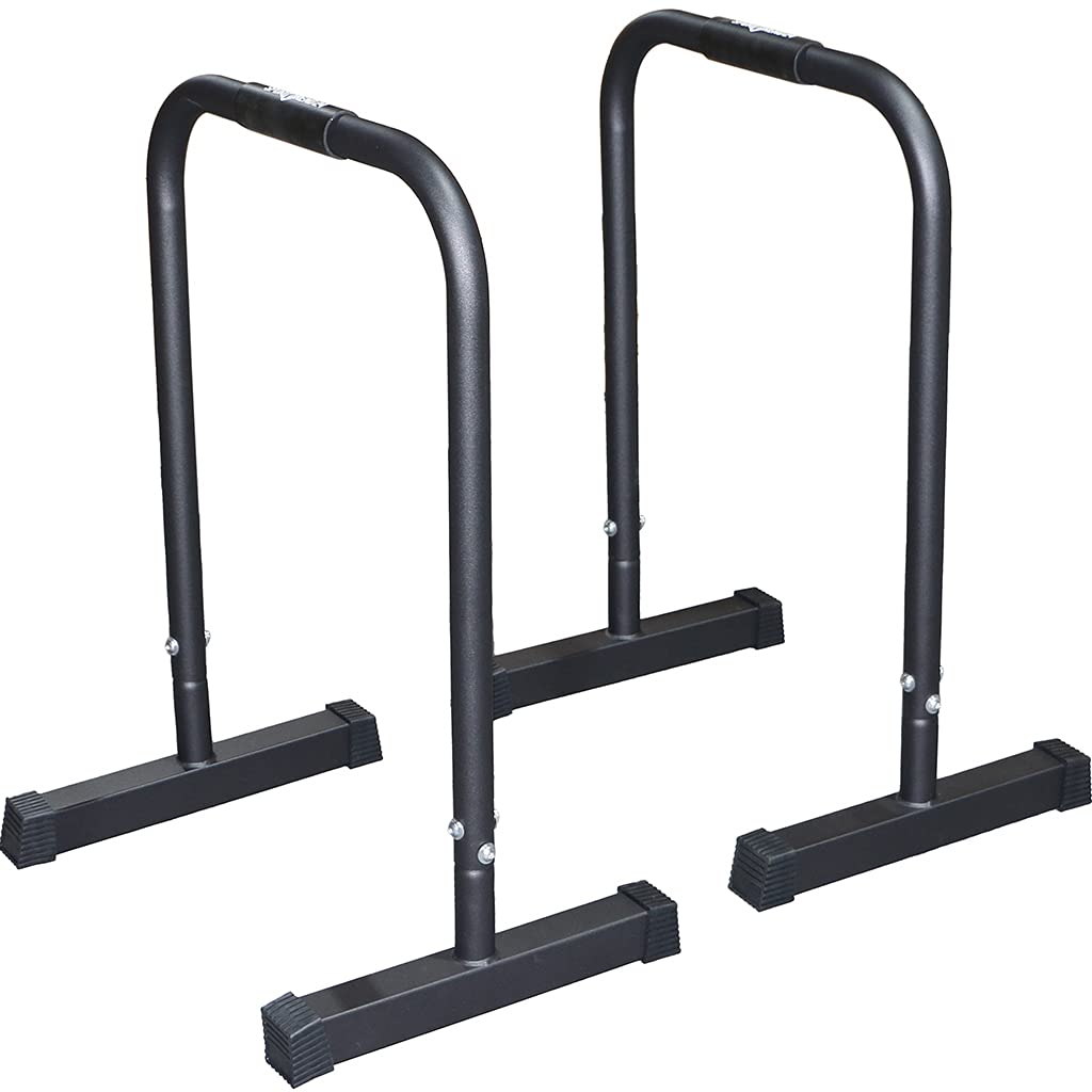 Sporttrend 24® 2 x Parallettes Push Up Stand Bar in schwarz mit extra breitem Fuss | Dip Station Equ