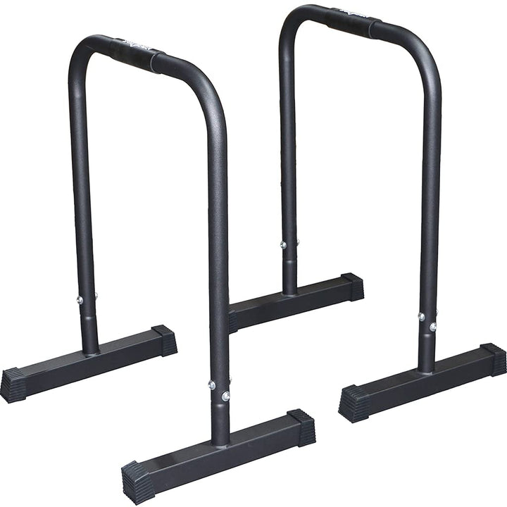 Sporttrend 24® 2 x Parallettes Push Up Stand Bar in schwarz mit extra breitem Fuss | Dip Station Equ