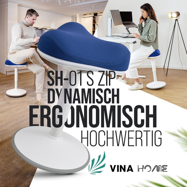 SH-01S Zip Ergonomischer Bürohocker mit abnehmbarem Zip-Bezug | Aktives Sitzen & Stabiler Schwingeff