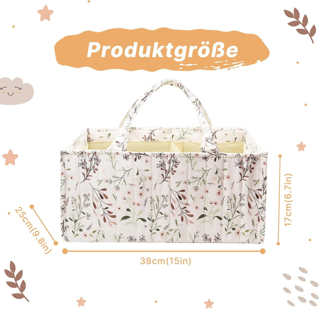 Baby Windel Caddy für Windelstation, Floral Baby Windel Caddy Organisator, Tragbare Halter Tote Tasc