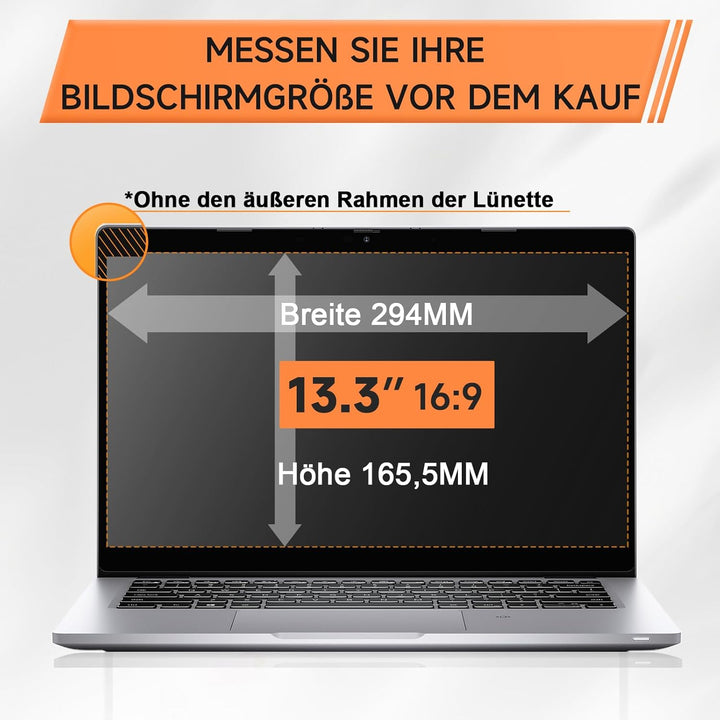 Mamol 360° Sichtschutz für 13.3 Zoll Laptop 16:9, Abnehmbarer Sichtschutzfolie, Anti Blaulicht Blend